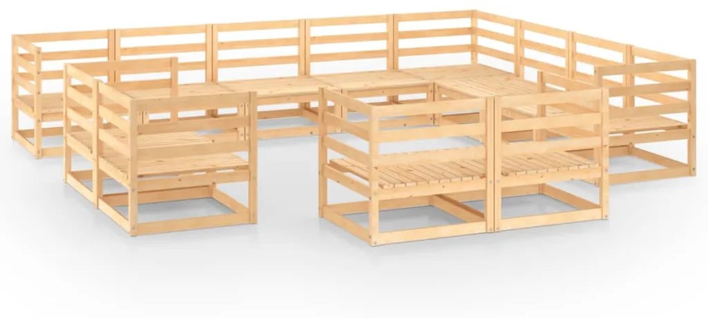 Set divani da giardino 12 pz in legno massello di pino