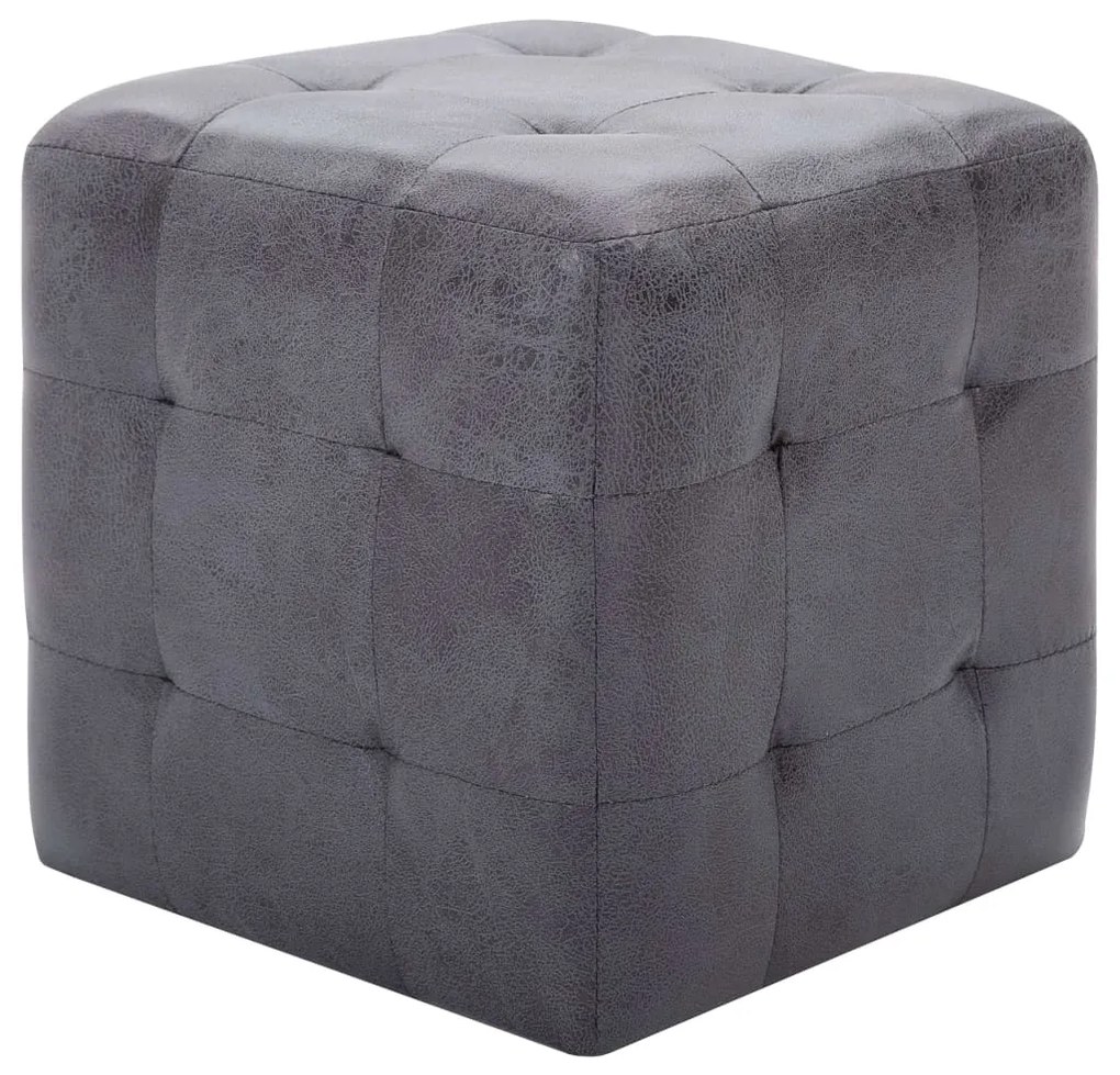 Pouf 2 pz Grigio 30x30x30 cm in Similpelle Scamosciata