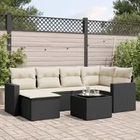 Set Divani da Giardino con Cuscini 7pz Nero Polyrattan 3251603