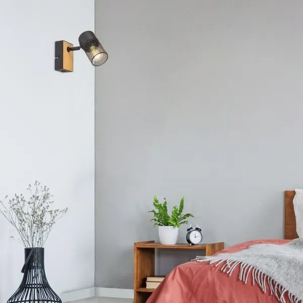 Rabalux 71151 - Faretto da parete METTA 1xE14/40W/230V quercia