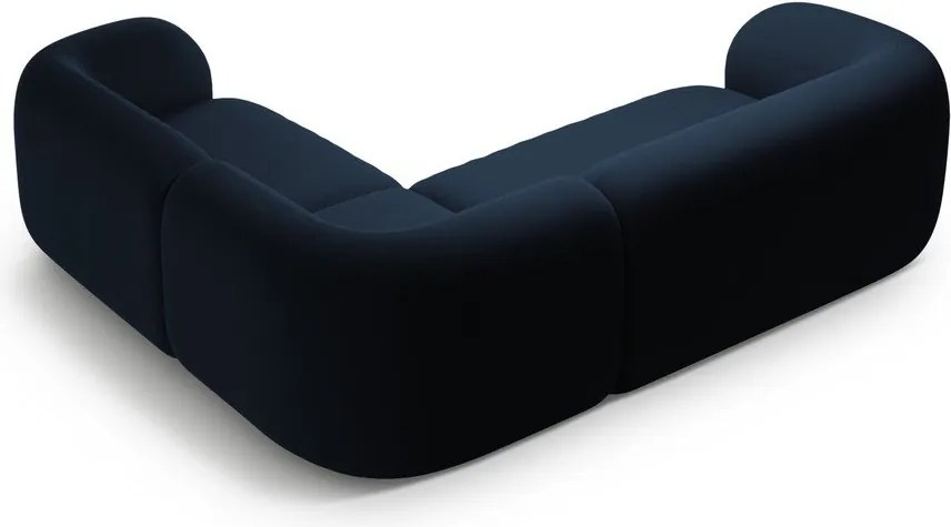 Divano angolare blu (con penisola a destra/a L) con rivestimento in velluto Kate – Micadoni