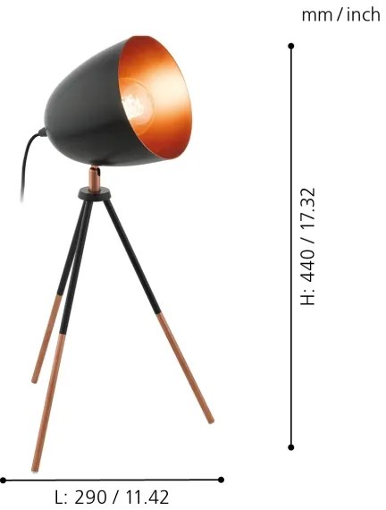Eglo 49385 - Lampada da tavolo CHESTER 1xE27/60W/230V