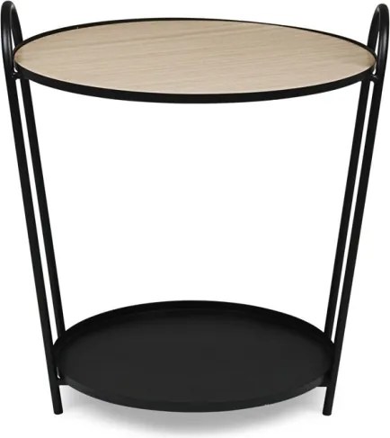 Tavolino tondo stile industrial piano in legno e struttura in acciaio Everitt D51 Bizzotto