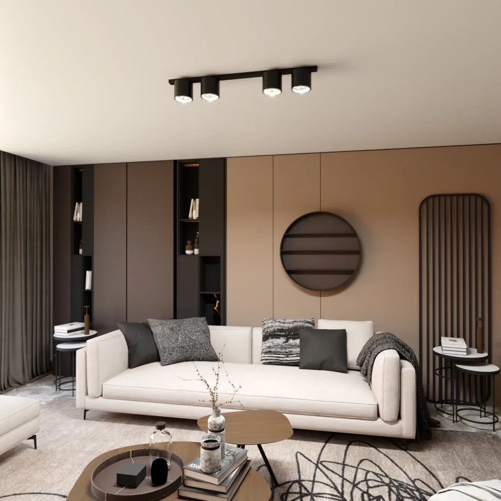 Lampadario da Soffitto in Acciaio AR111 NANO 4 Nero/Bianco 4xAR111 Colore del corpo Nero