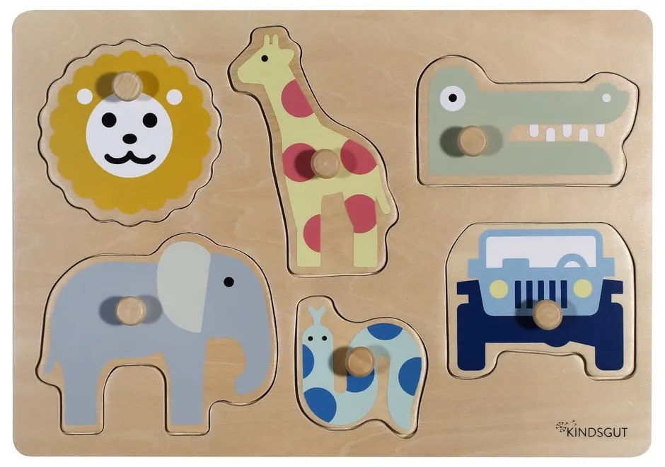 Puzzle in legno (6 pezzi) Safari - Kindsgut