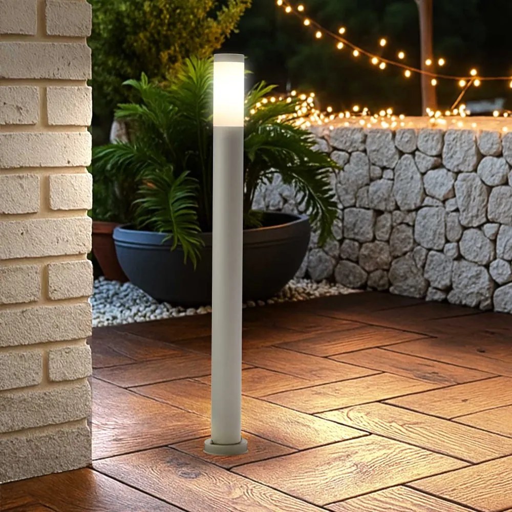 Paletto da Giardino 100cm, acciaio INOX, GRIGIO, IK06, IP54, base E27 Colore Grigio