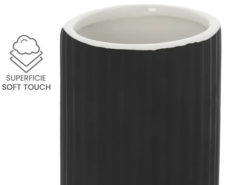 Set accessori bagno 2 pezzi in ceramica nero soft touch Spring