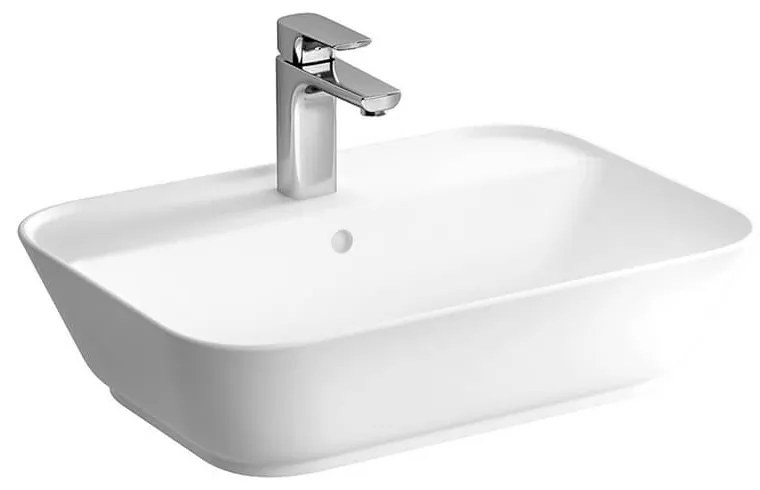 Lavabo da appoggio con foro rubinetto Soft Square Bianco lucido rettangolare 60 cm Vitra ceramica