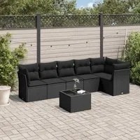 Set Divani da Giardino con Cuscini 7pz Nero Polyrattan 3217665