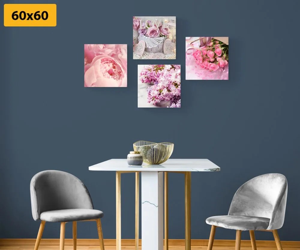 Set di quadri – Natura morta delicata di fiori