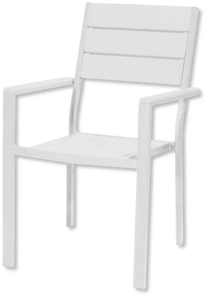 Sedia Tenerife con braccioli – Effetto legno, metallo verniciato, bianca