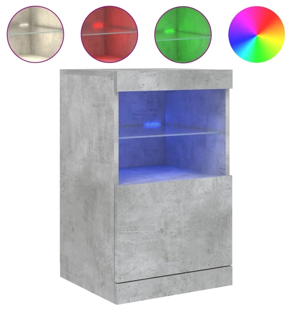 Credenza con luci led grigio cemento 41x37x67 cm