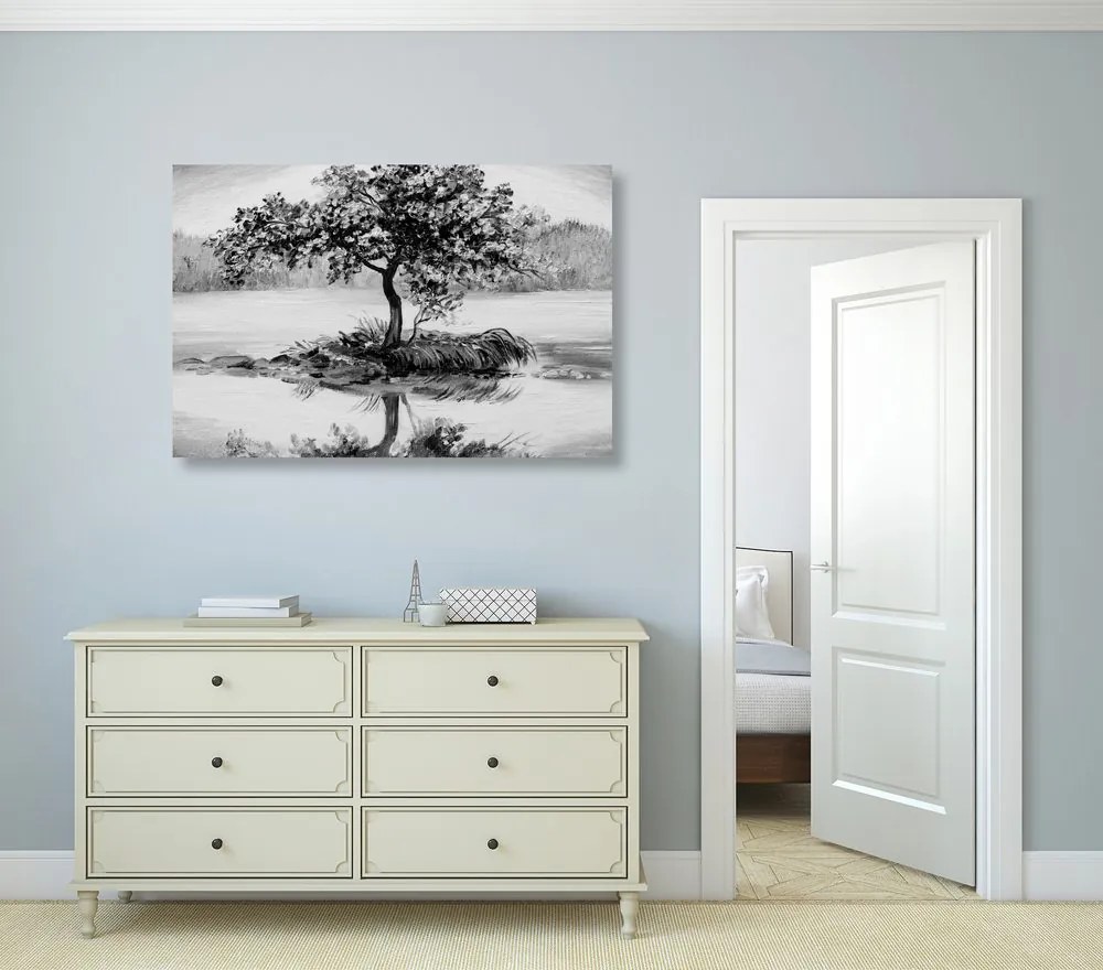 Quadro su tela – Ciliegio orientale in bianco e nero