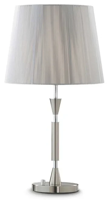 Lampada Da Tavolo H.61 Cm 1 E 27 Nickel Con Cristalli E Paralume Serie  Paris