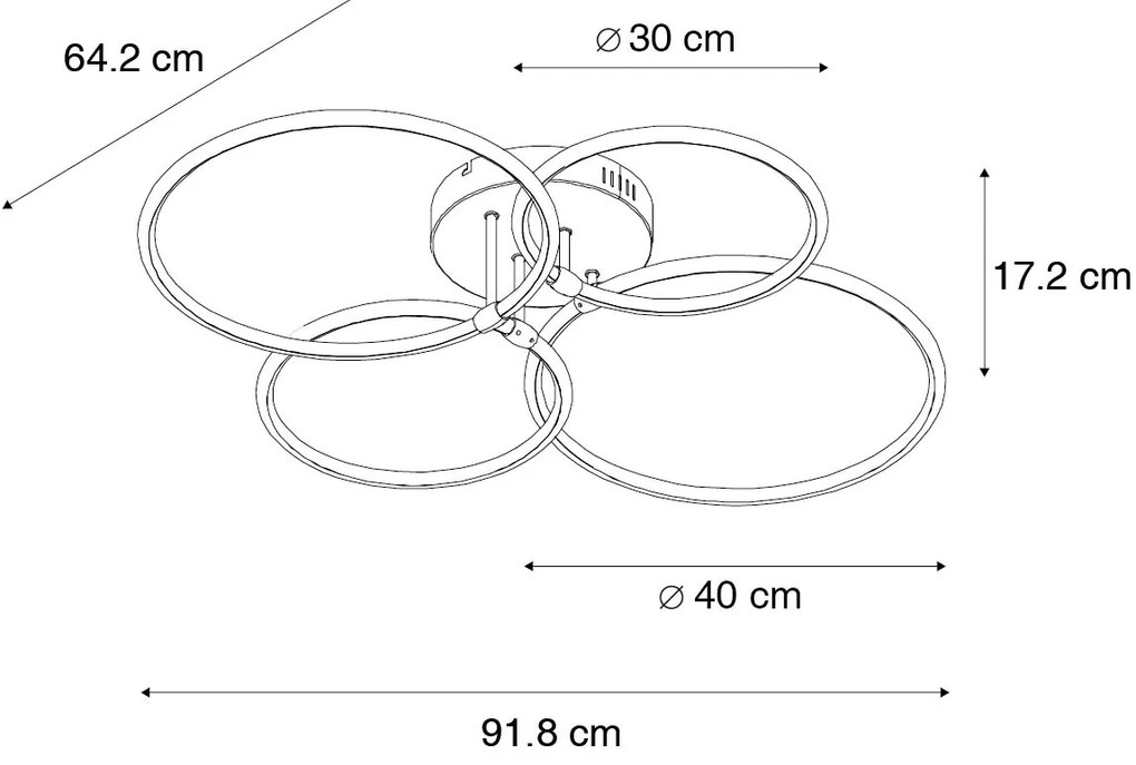 Plafoniera nera con LED dimmerabile a 3 livelli 4 luci - Joaniqa