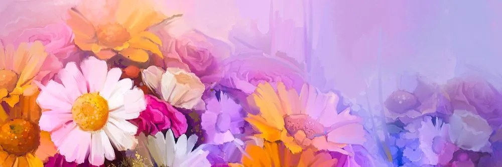 Quadro su tela – Dipinto a olio di fiori variopinti