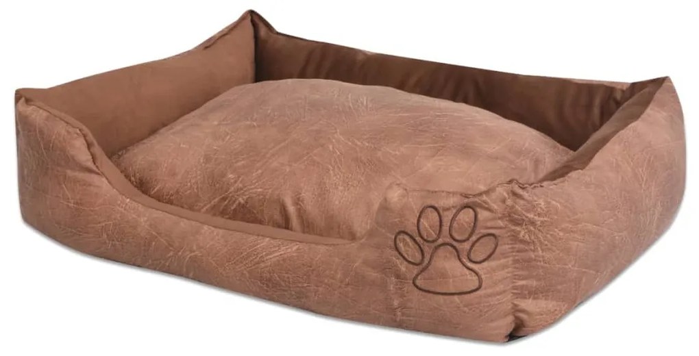 Cuccia per cani con cuscino imbottito pelle sintetica pu taglia s beige