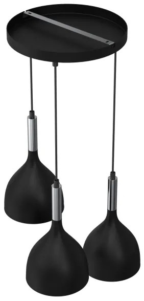Lampadario a sospensione con filo NOAK 3xE27/15W/230V nero/cromo