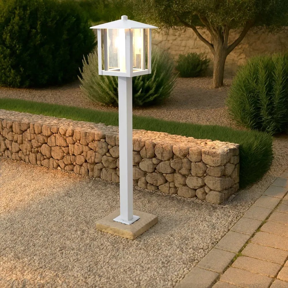 Paletto da Giardino Bianco 80cm Acciaio INOX, Base E27 - Serie PILLAR Colore Bianco