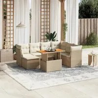 Set Divano da Giardino 8 pz con Cuscini Beige in Polyrattan 3270953