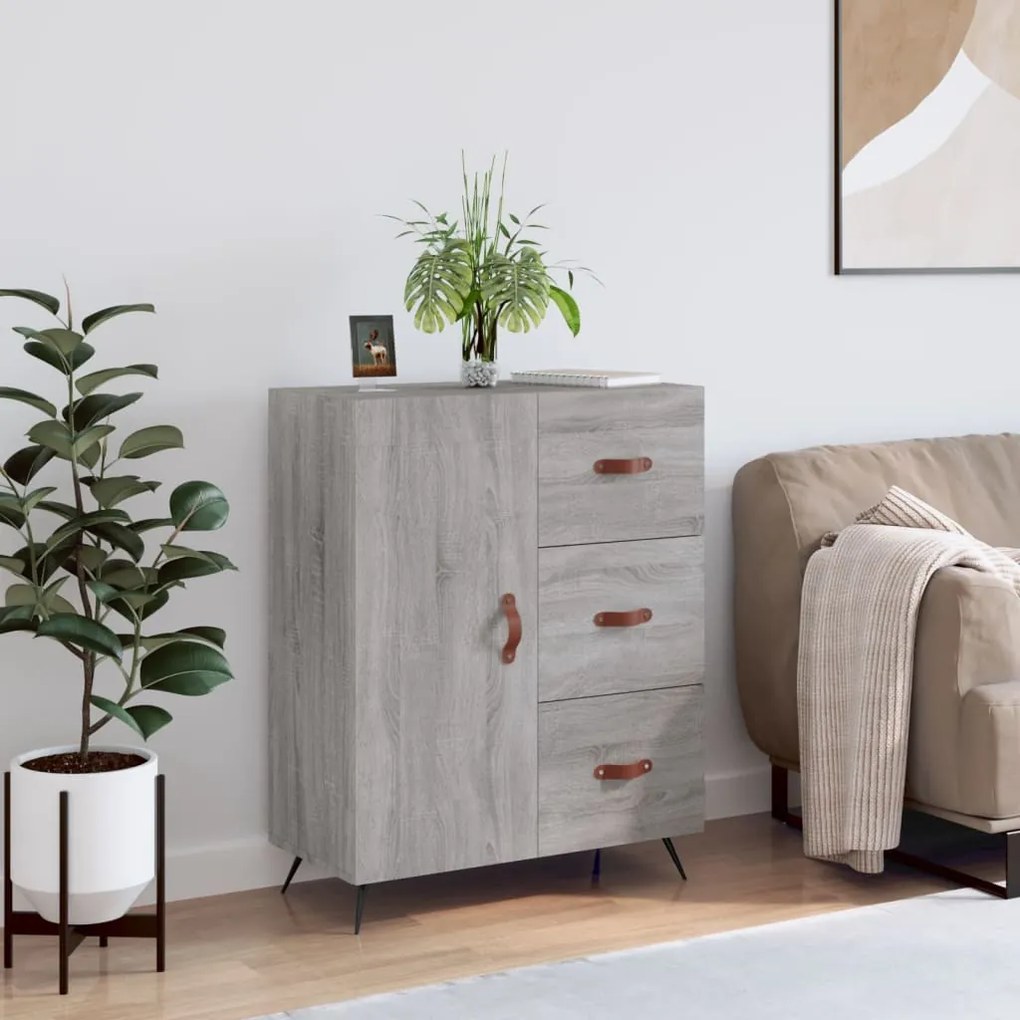 Credenza Grigio Sonoma 69,5x34x90 Cm İn Legno Multistrato /