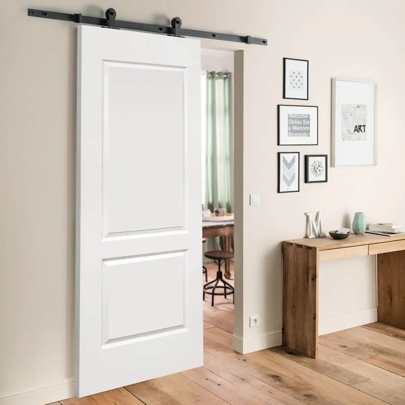 Porta scorrevole reversibile Miami in mdf bianco, L 93 x H 212 cm, con binario Indus