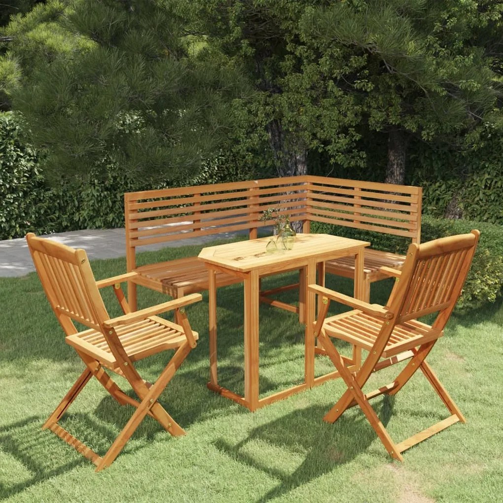 Set Da Bistrot 4 Pz İn Legno Massello Di Acacia /