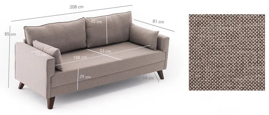 Divano beige 208 cm Bella - Balcab Home