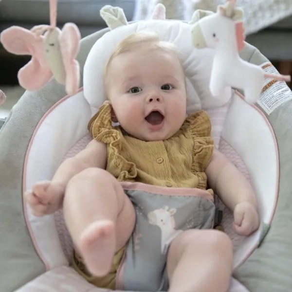 Ingenuity - Lettino vibrante per bambini con melodia FLORA THE UNICORN 3xC