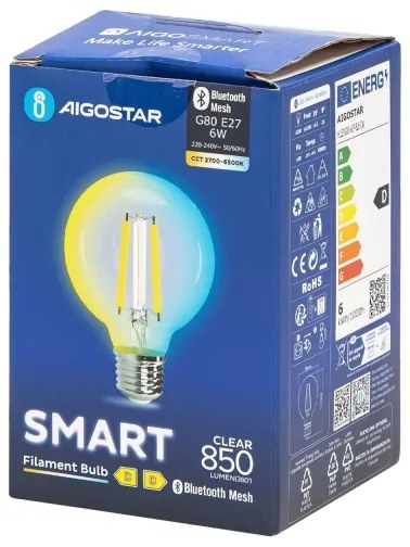 Lampadina LED FILAMENT G80 E27/6W/230V 2700-6500K - Aigostar
