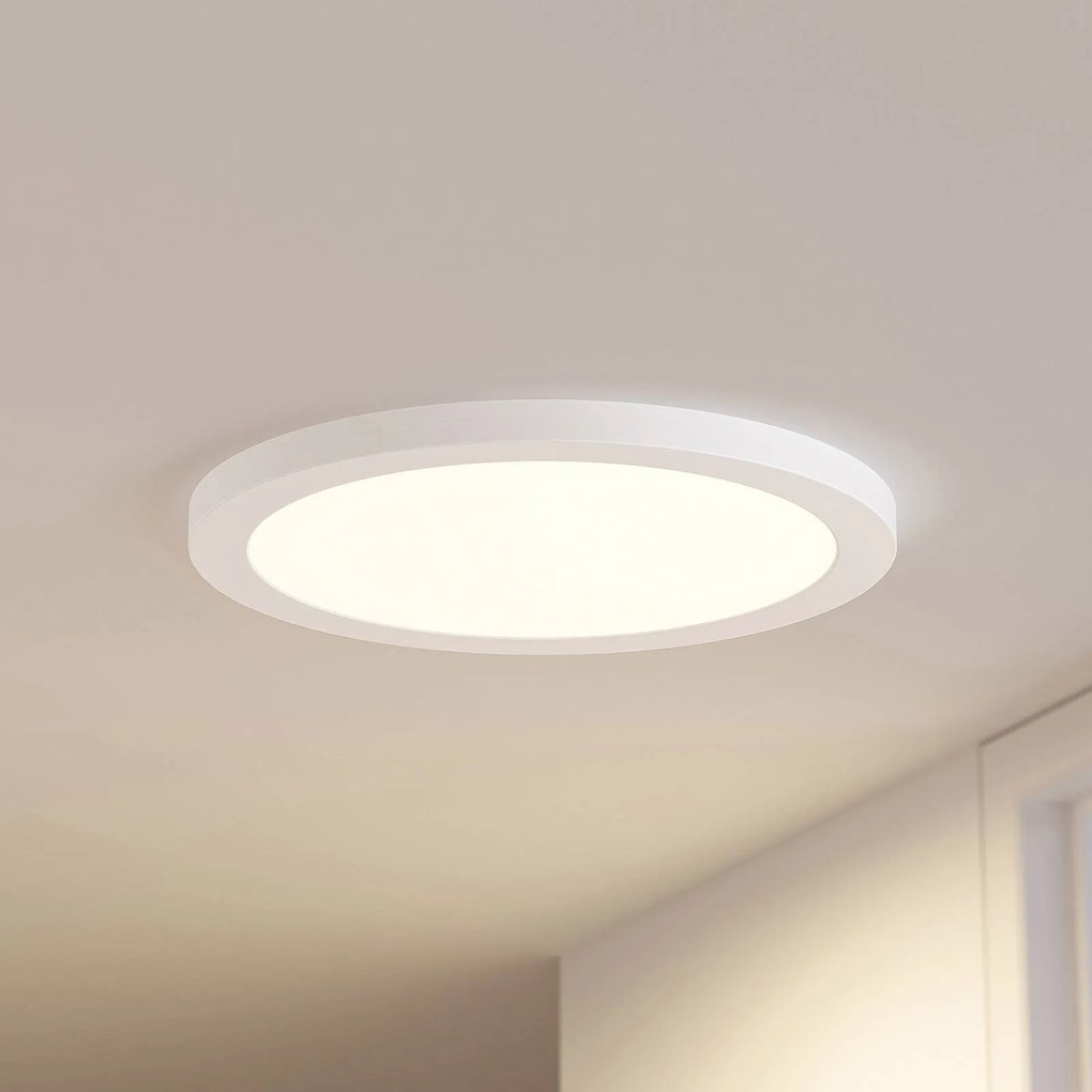 Plafoniera LED Prios Aureka, rivelatore di movimento, Ø 33 cm, bianco