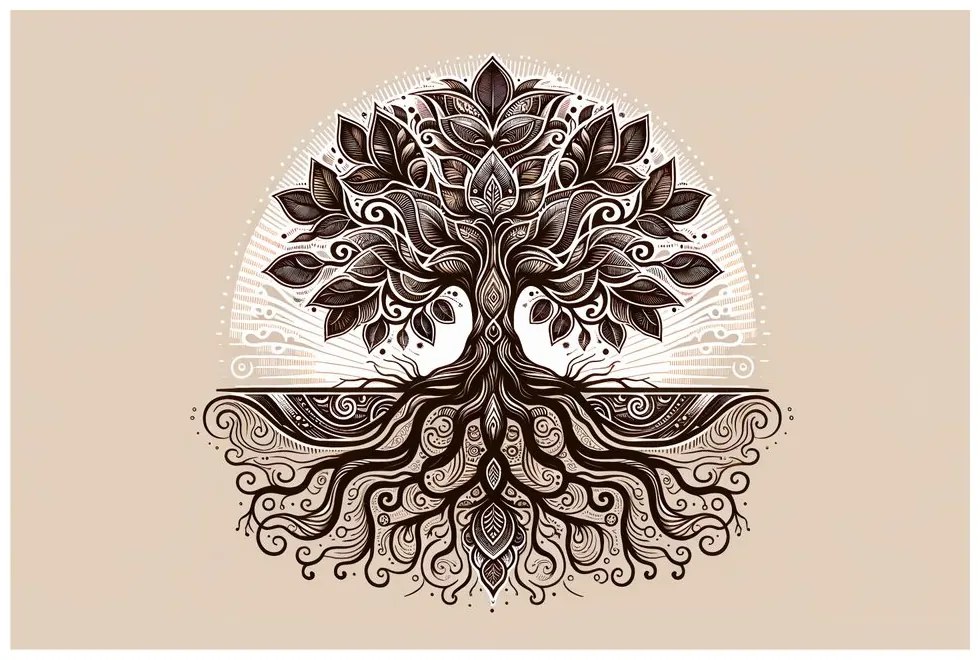 Quadro su tela – Elegante albero della vita con radici