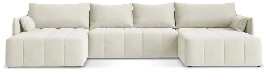 Divano angolare beige allungabile/con contenitore (a U) Moku – Makamii