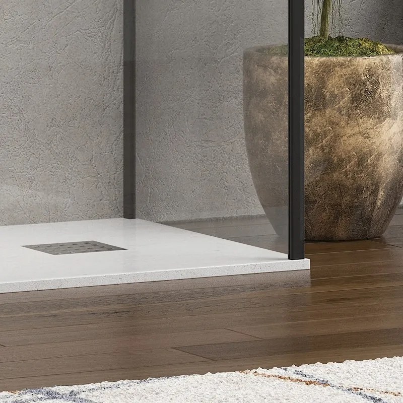 Kamalu - Doccia walk in 70x150 angolare con profilo nero | KW4000B