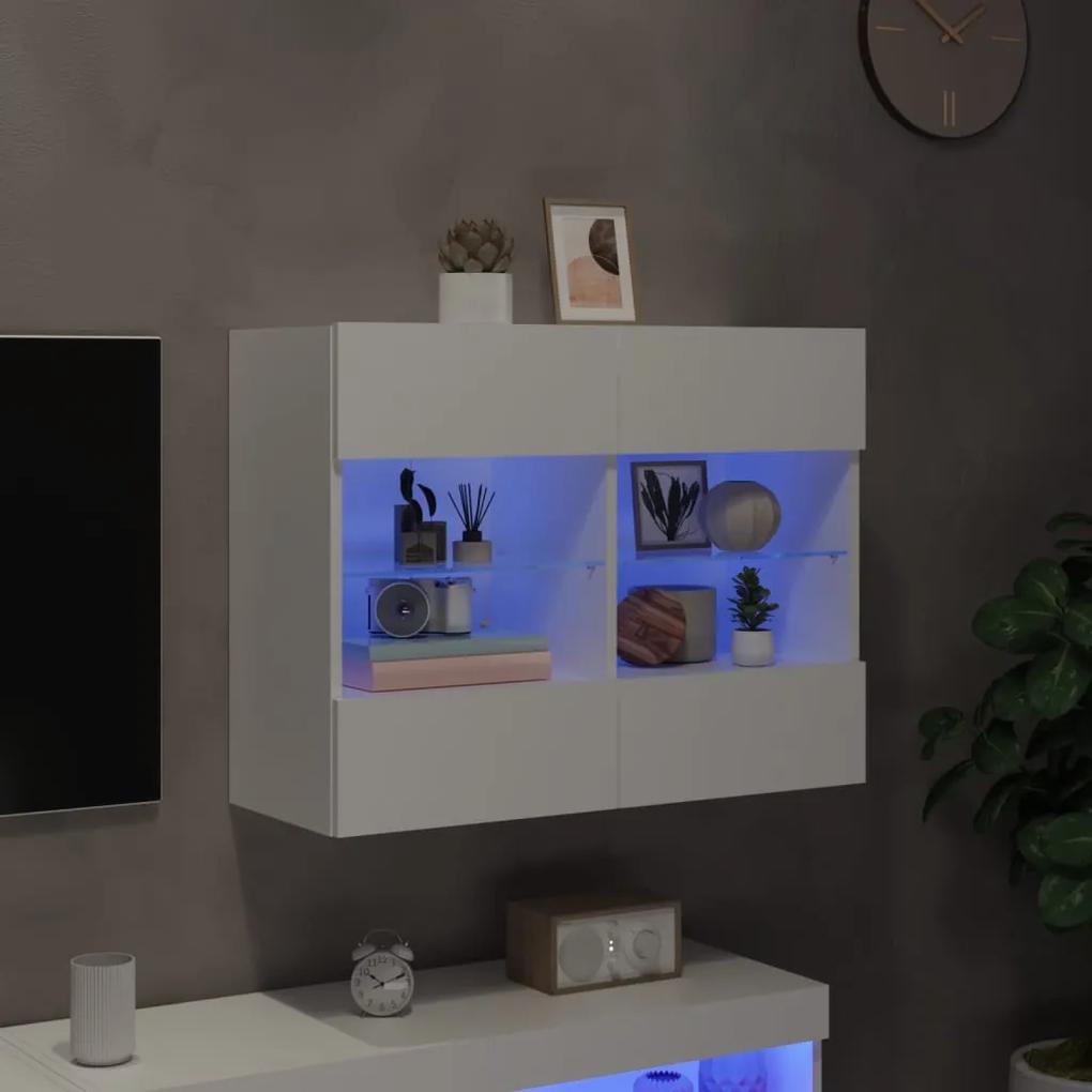 Mobile tv a parete con luci led bianco 78,5x30x60,5 cm