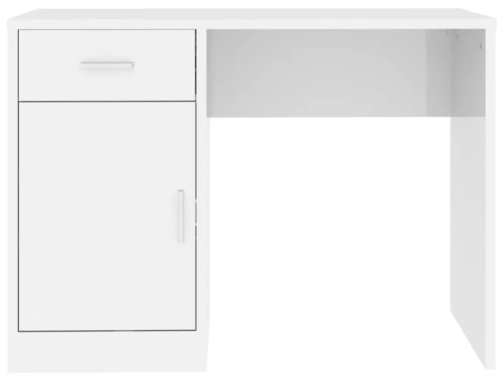 Scrivania cassetto bianco lucido 100x40x73cm legno multistrato