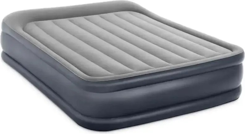 Materasso matrimoniale autogonfiante Intex airbed dura-beam deluxe pillow rest raised' colore grigio chiaro e pompa integrata, 152x203x42 cm - cod.