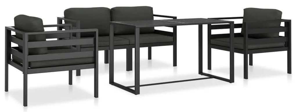 Set divani da giardino 5 pz con cuscini in alluminio antracite