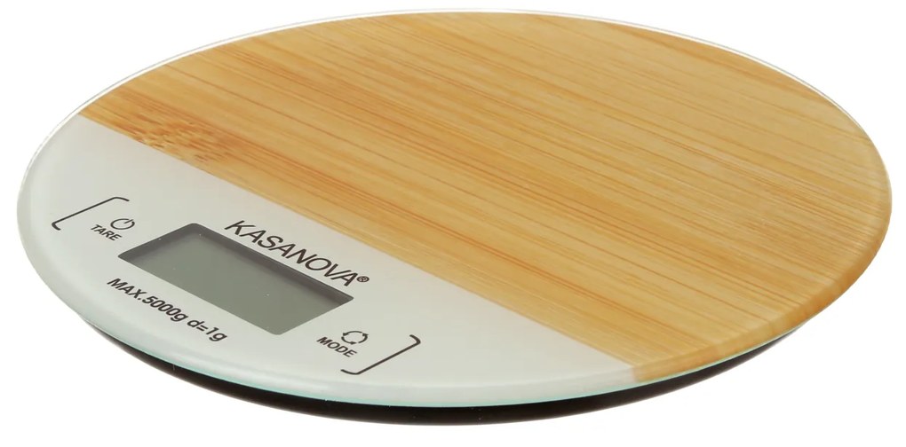 Bilancia da cucina digitale taupe e bambù