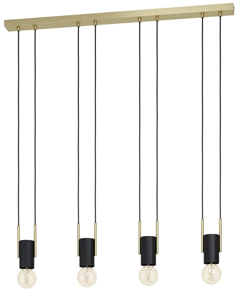 Lampadario A Sospensione Moderno Bitachito Acciaio Nero Ottone 4 Luci E27