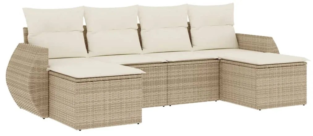 Set divano da giardino 6 pz con cuscini beige in polyrattan