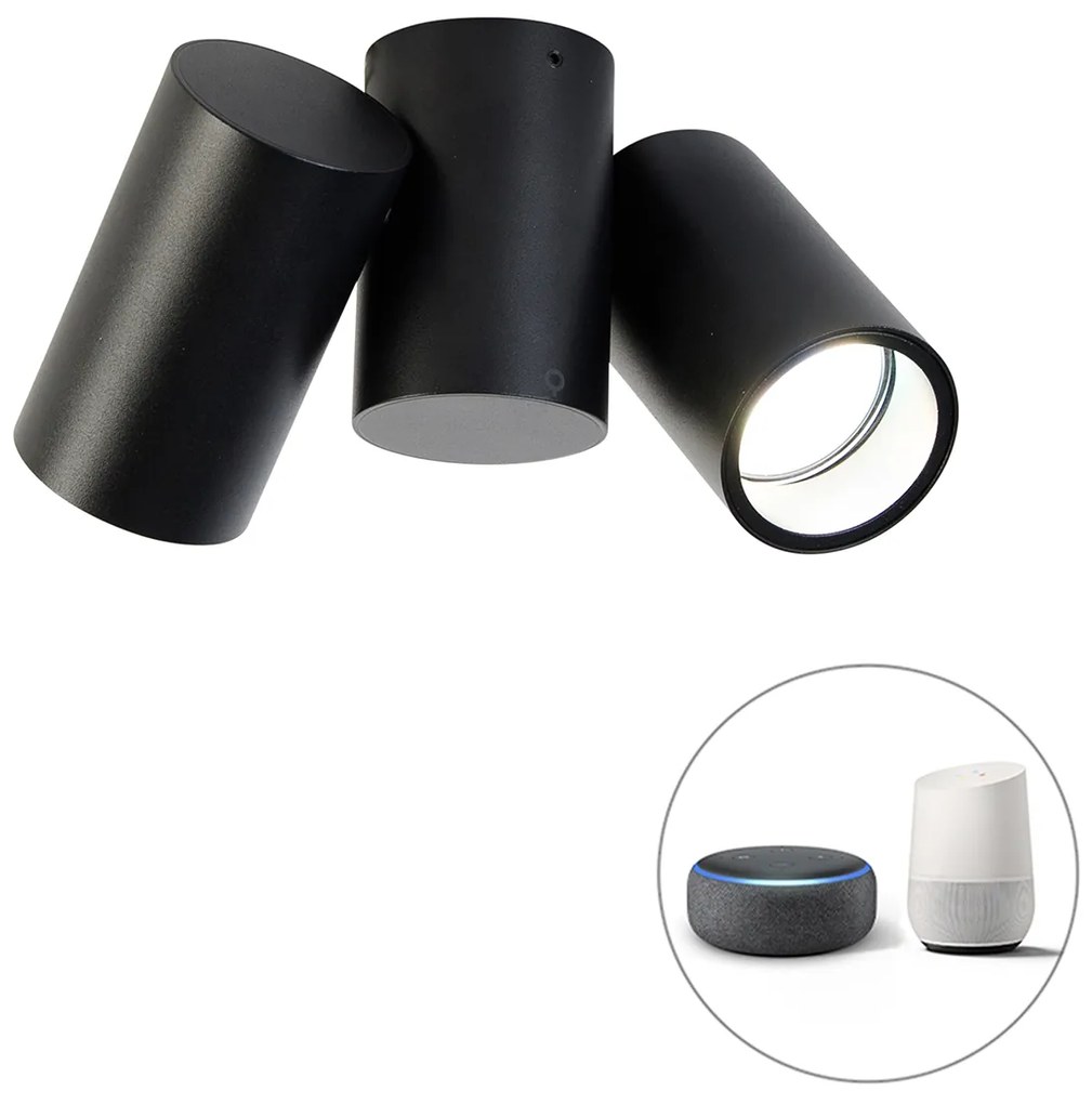 Faretto intelligente nero orientabile con 2 GU10 Wi-Fi - Michael