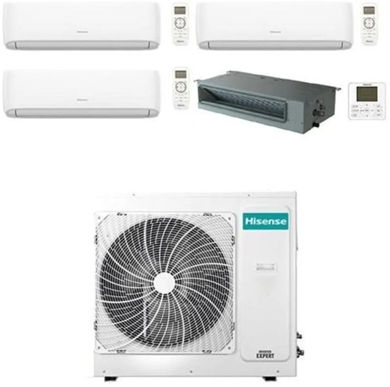 Climatizzatore Condizionatore Hisense Hi Comfort WiFi + Canalizzabile R32 Quadri Split Inverter 7000 + 7000 + 9000 + 18000 BTU con U.E. 5AMW105U4RQC