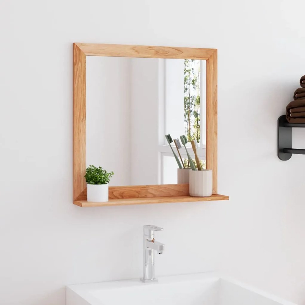 Specchio Da Parete 55x55 Cm İn Legno Massello Di Noce /