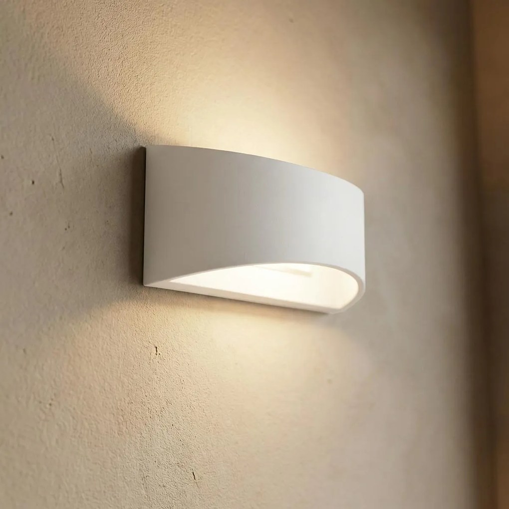 Applique da Parete 2xG9 Curva Bidirezionale 30x14cm in Gesso