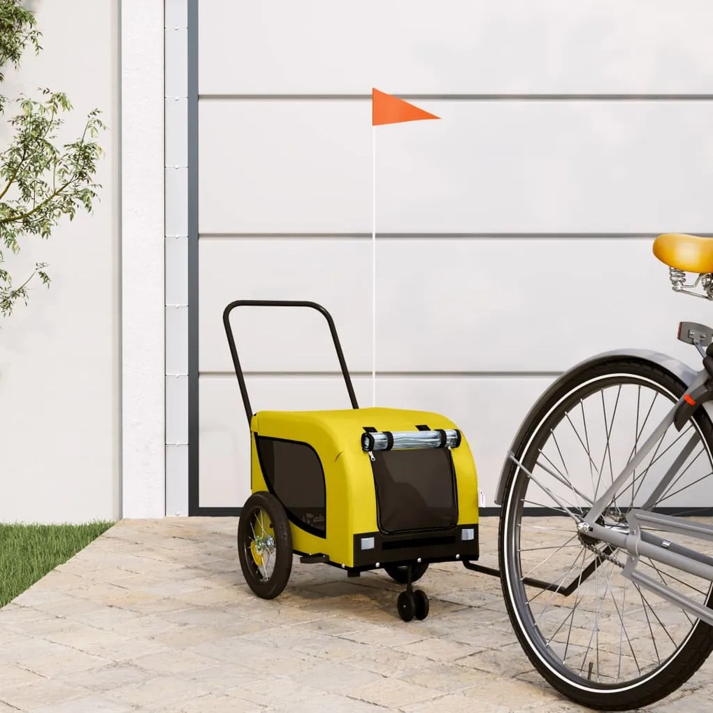 Rimorchio Da Bici Per Animali Giallo E Nero Oxford E Ferro /