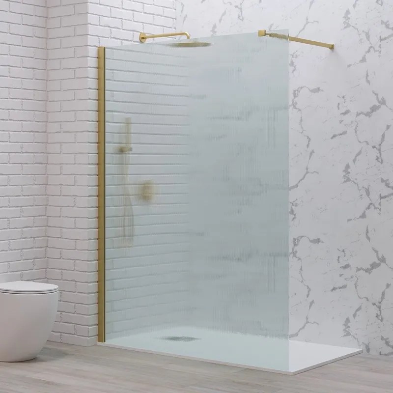 Parete walkin 100 cm vetro scanalato profilo oro spazzolato | KW1000FLG - KAMALU