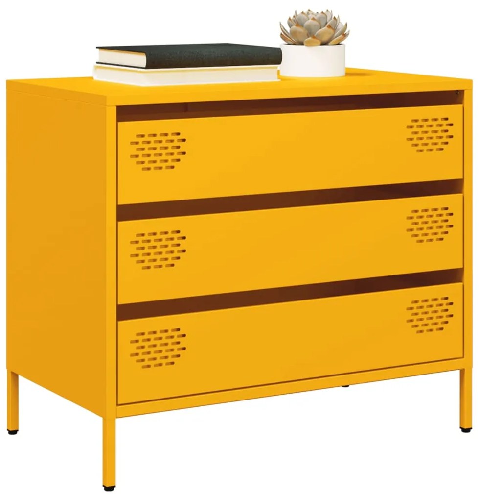 Credenza Giallo Senape 68x39x58,5 Cm Acciaio Laminato A Freddo /