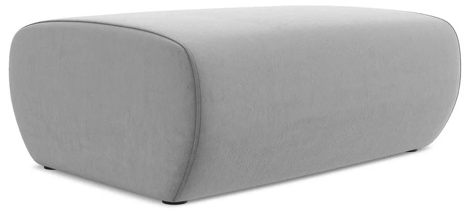 Poggiapiedi grigio chiaro con rivestimento in velluto Kapua – Makamii