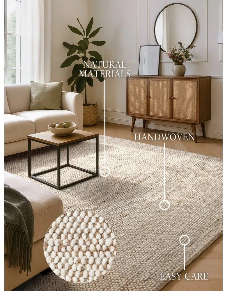 Tappeto beige tessuto a mano in misto lana 80x150 cm Peas - Villeroy&amp;Boch